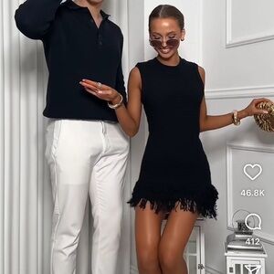 Zara Black Fringe Hem Mini Dress